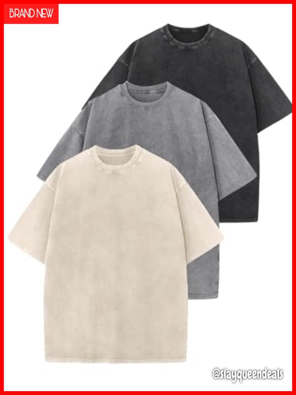 Oversized Vintage Washed Cotton Tee Drop Shoulder Acid Wash Unisex Top